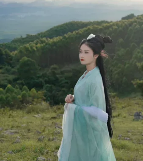 梦屿盛【青竹】魏晋风汉服女交领直裾大袖衫原...