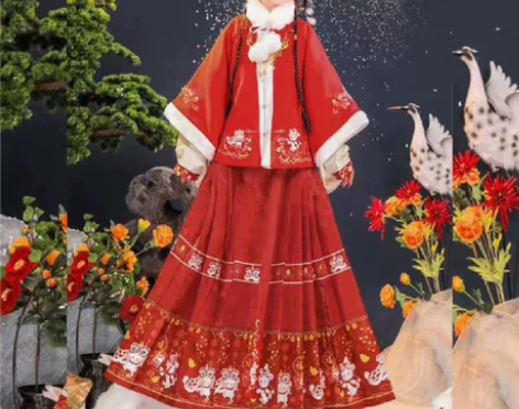 茗月萱原创汉服拜年服嗨皮兔 红色喜庆兔子舞...