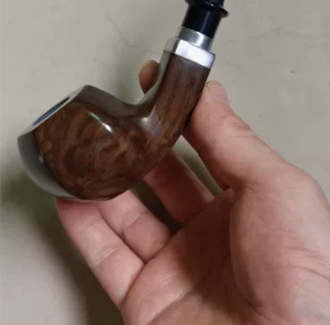 黑檀木烟斗，通道9毫米，实木斗有瑕疵，介意...