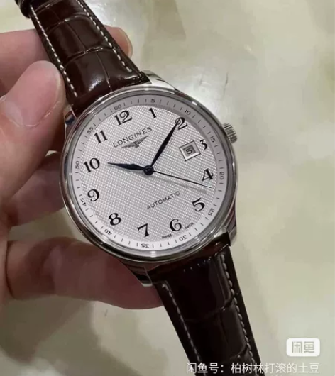 浪琴名匠系列机械男表皮带日历简约时尚男士腕...