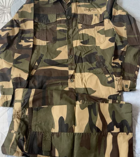 纯棉薄款165码适合90到110斤穿迷彩服...