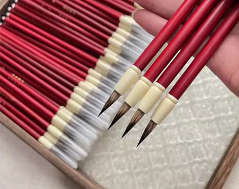 顶级毛笔,原价几十一支的三花紫毫毛笔,店不...