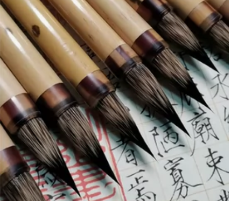 一斗红笔坊，纯紫毫湘妃竹蒜头小楷笔，没加一...