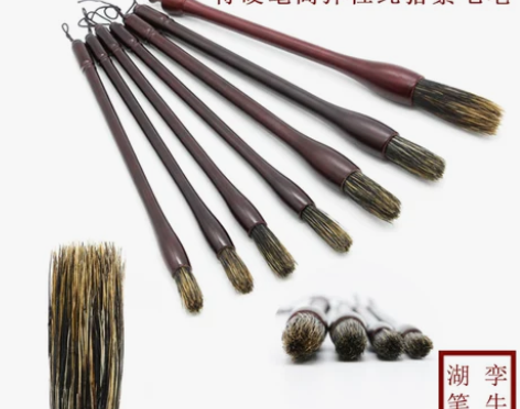 孪牛湖笔纯猪鬃点子笔特硬毫高弹性曾刚山水写...