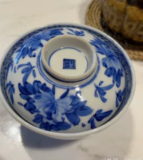 #盖碗#日本盖碗 江户时代名工三其亭款老青...