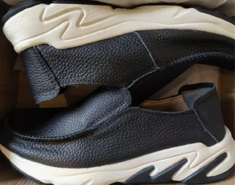 【头层牛皮捡漏】春夏季真皮一脚蹬男士特步运...