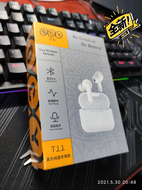 QCY T11真无线蓝牙耳机,白色,全新未...
