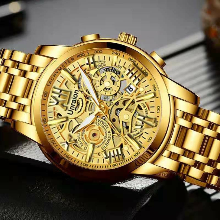 正品瑞士全自动机械表手表男士镂空日历夜光防...