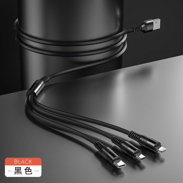 Remax数据线三合一快充一拖三充电线通用...