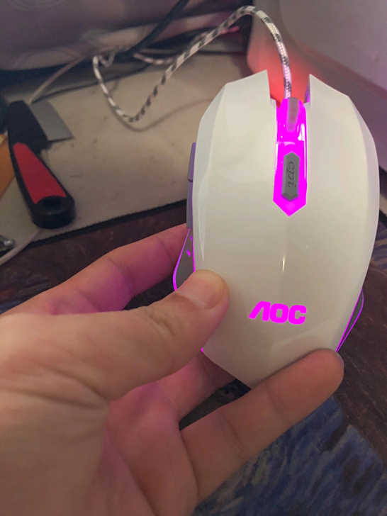 全新AOC鼠标牧马人电竞机械有线游戏鼠标电...