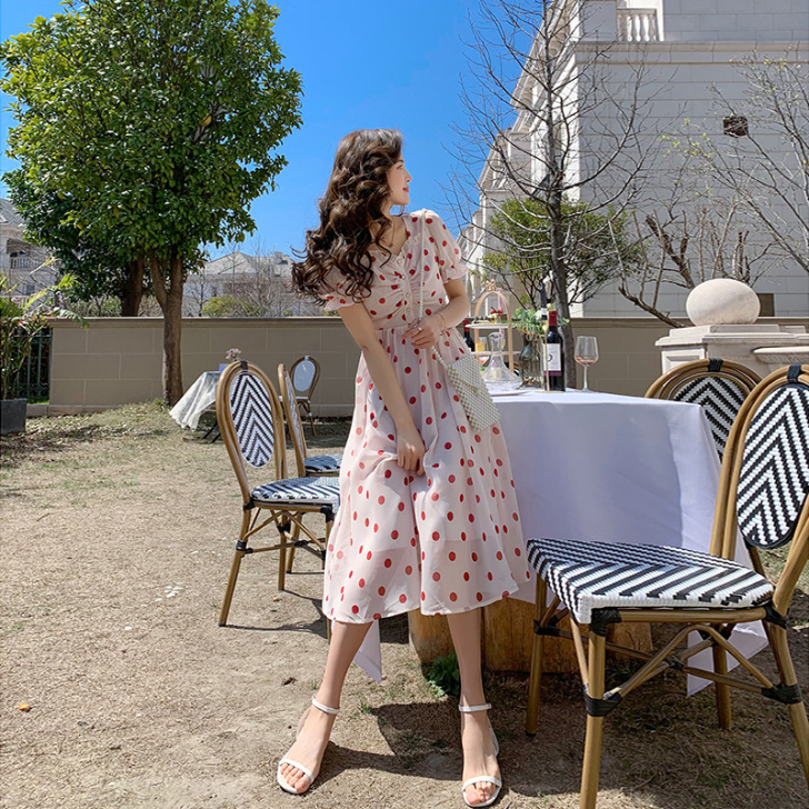 裙子仙女超仙森系桔梗法式复古长裙显瘦温柔风...