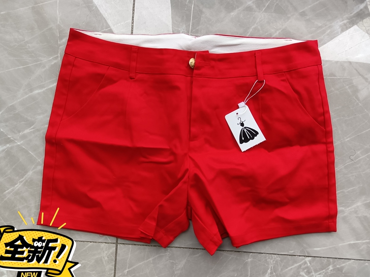 全新 短裤女夏装2021新款韩版红色自然腰...