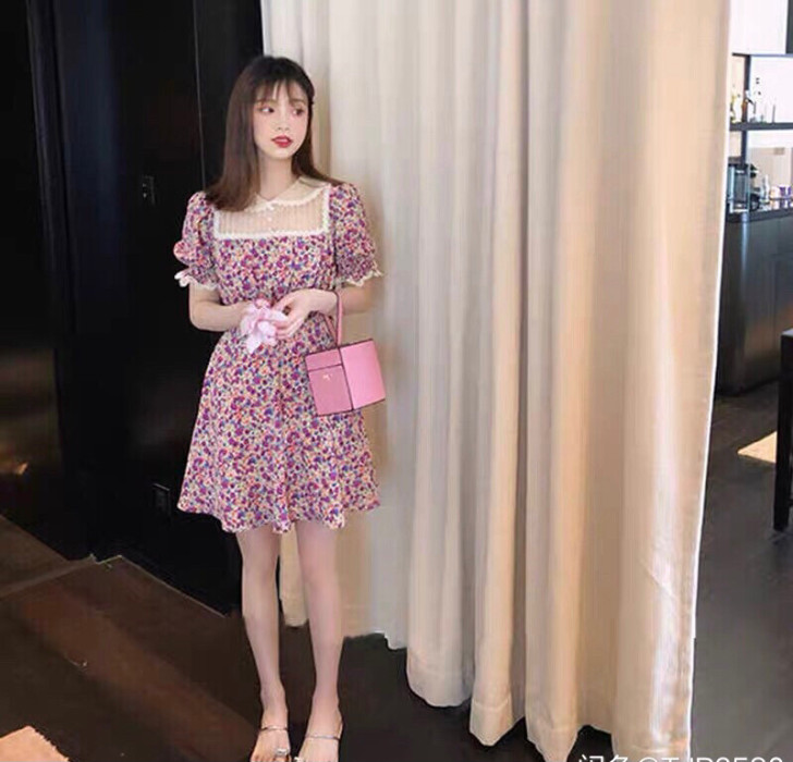 连体裤连衣裙裹胸碎花连衣裙