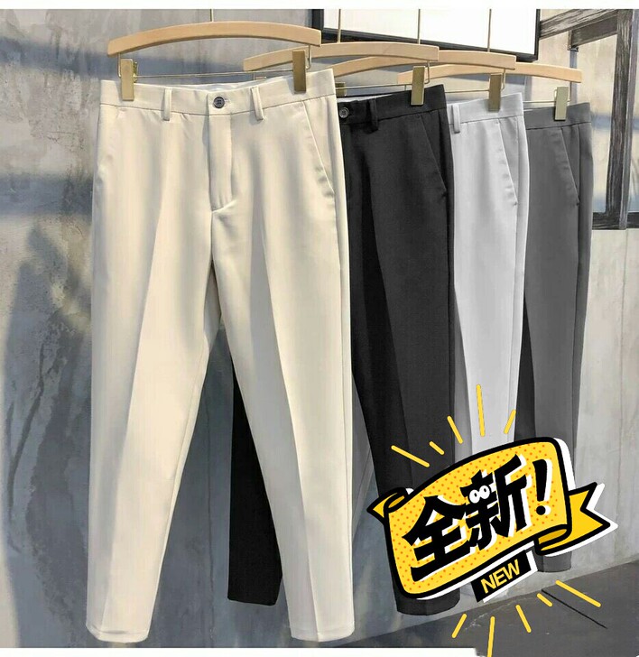 全新！西装裤男韩版裤子男直筒港风修身潮流运...