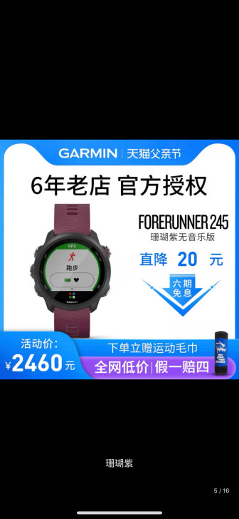Garmin佳明运动手表旗舰佳明245m血...