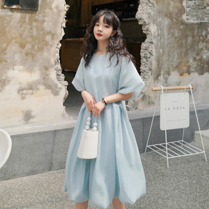 法式超仙泡泡袖甜美连衣裙女夏2021新款温...