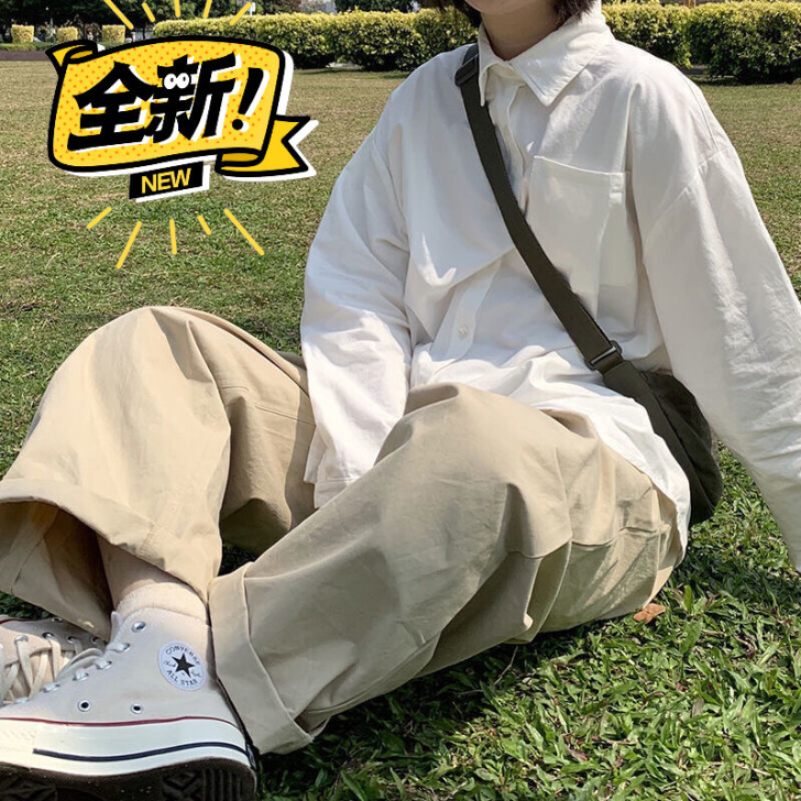 【低价包邮出】棉2021日系复古浅卡其工装...