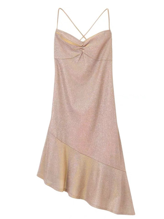 性感吊带连衣裙女2021新款夏季一字肩露背...