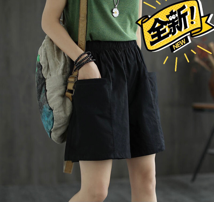 厂家直销【纯棉大码阔腿短裤女夏季休闲新款宽...