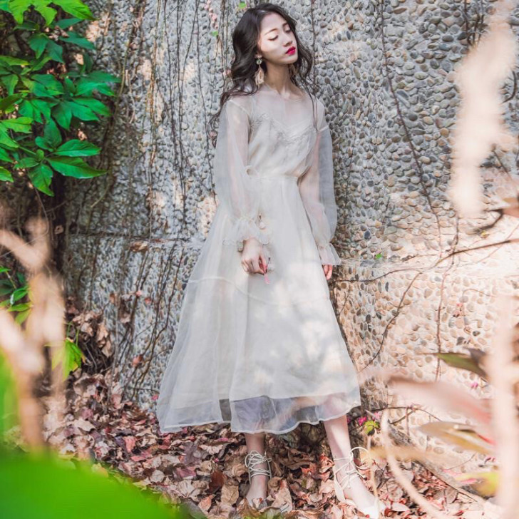 裙子仙女超仙森系学生气质长裙小清新夏甜美仙...