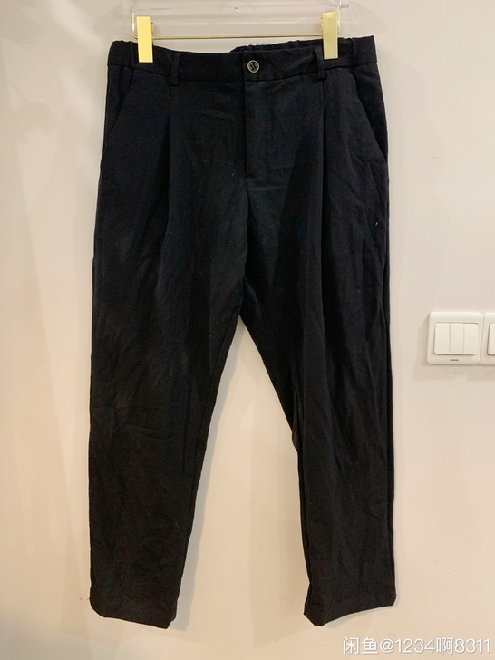 极麻日系复古直筒小脚休闲九分裤男士宽松青年...