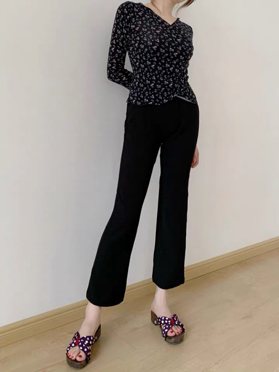 鱼没放苦瓜裤女2021新款秋季修身显瘦百搭...