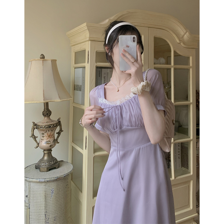 雪纺连衣裙仙气超仙森系甜美收腰显瘦可甜可盐...