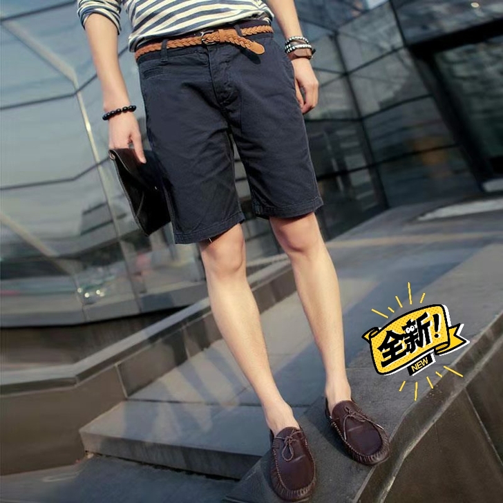 夏季短裤男士休闲潮流韩版宽松纯棉五分中裤修...