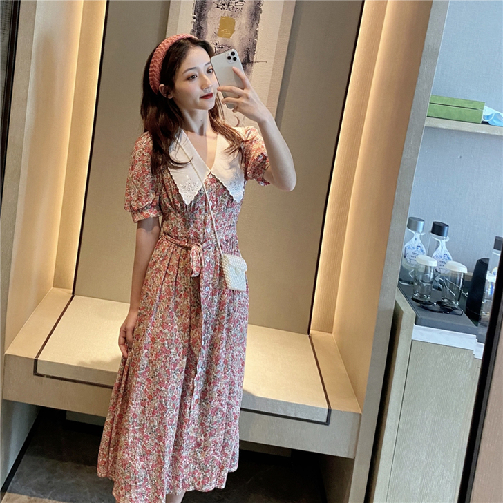 闺蜜装仙气仙女超仙森系碎花连衣裙泫雅风in...
