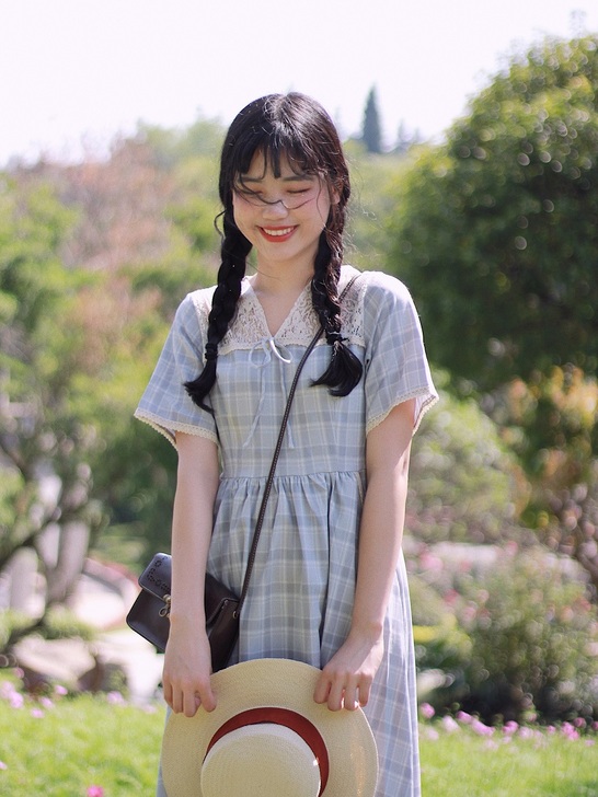 法式小众复古学院风少女连衣裙夏季2021新...