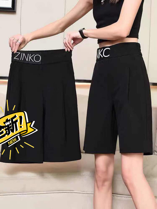 西装短裤女夏薄款宽松直筒五分裤女2021新...