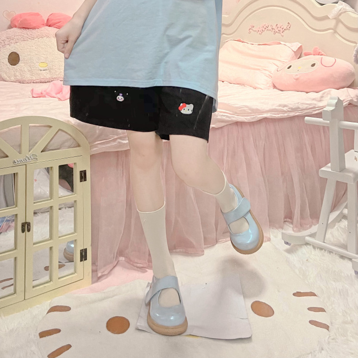 原创夏季软妹高腰显瘦宽松运动休闲可爱短裤那...