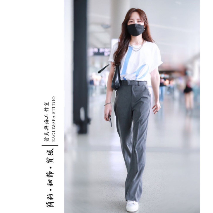 孟佳同款| 烟灰色高腰显瘦直筒西装裤女百搭...