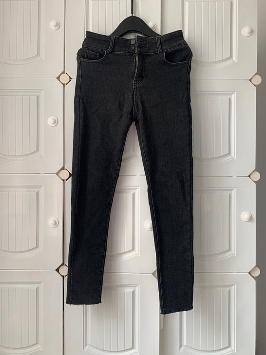 加绒牛仔裤黑色长裤L