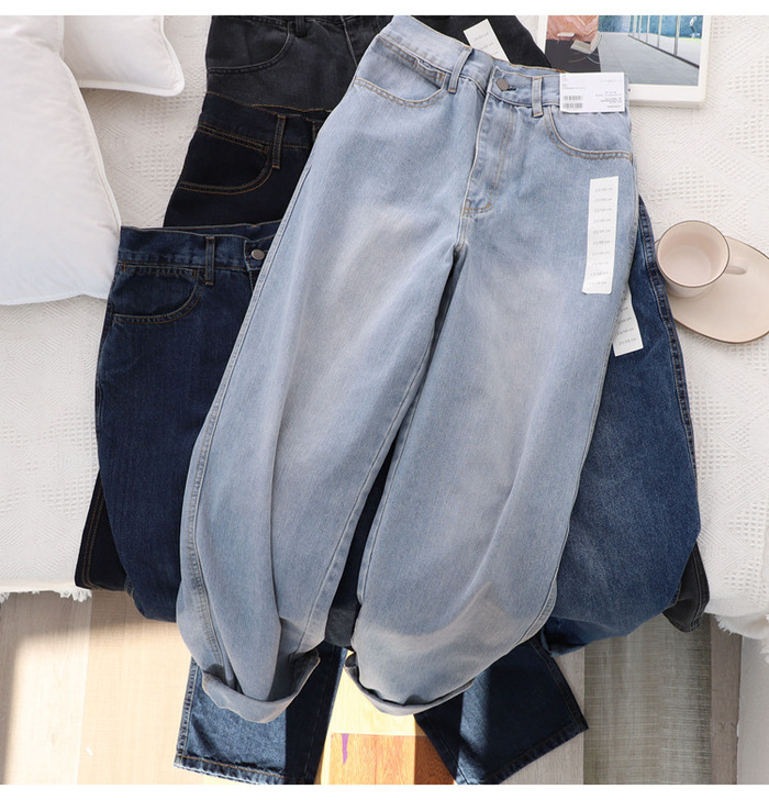 试衣间春秋复古泫雅风拖地垂感宽松阔腿直筒高...