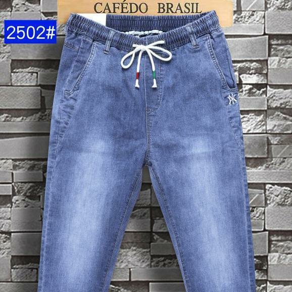 天丝男牛仔裤夏季薄款冰丝潮流9分裤小脚休闲...