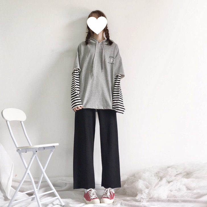 超级显瘦显腿长 宽松慵懒百搭直筒阔腿拖地休...