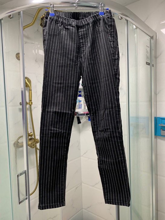 条纹九分裤长裤铅笔裤