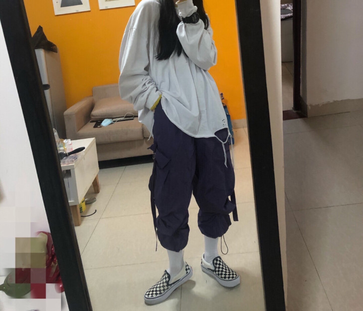 速干面料可调节工装长裤 实物超好看的紫色 ...