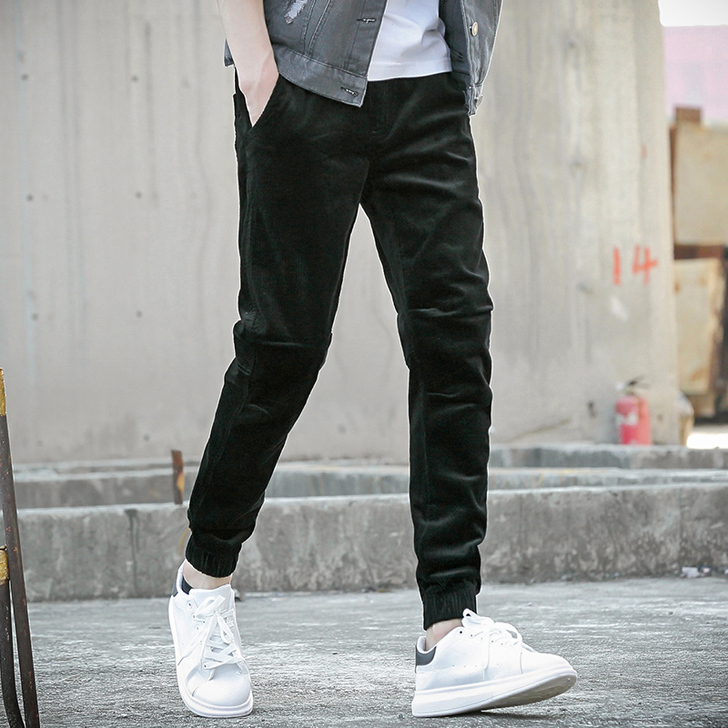 男士冬季灯芯绒裤子男秋冬男裤休闲裤修身小脚...