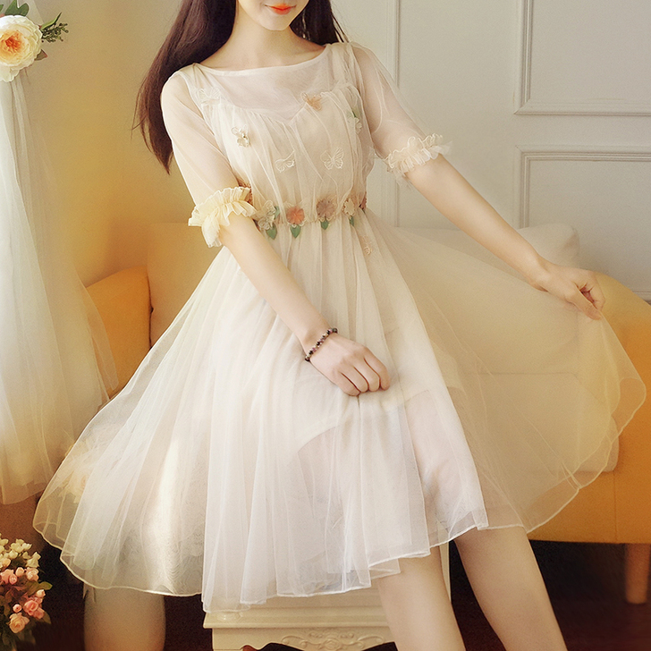 2021夏季超仙森系连衣裙女初中高中学生仙...