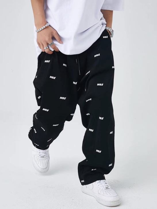 H52 夏季满印高街裤子hiphop美式街...