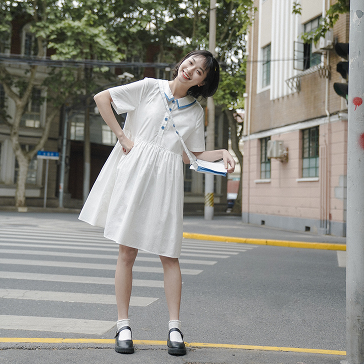 青蔷薇2019夏装新款日系学生甜美娃娃裙海...