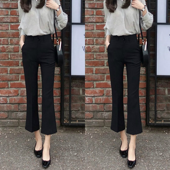 微喇叭裤女九分裤新款韩版西裤的面料 很舒服