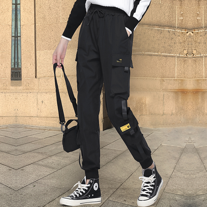 欧洲站工装裤子女2020新款束脚运动休闲高...