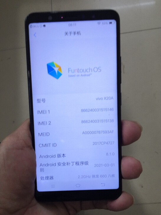 vivox20A手机，成色有点差，换过内屏...