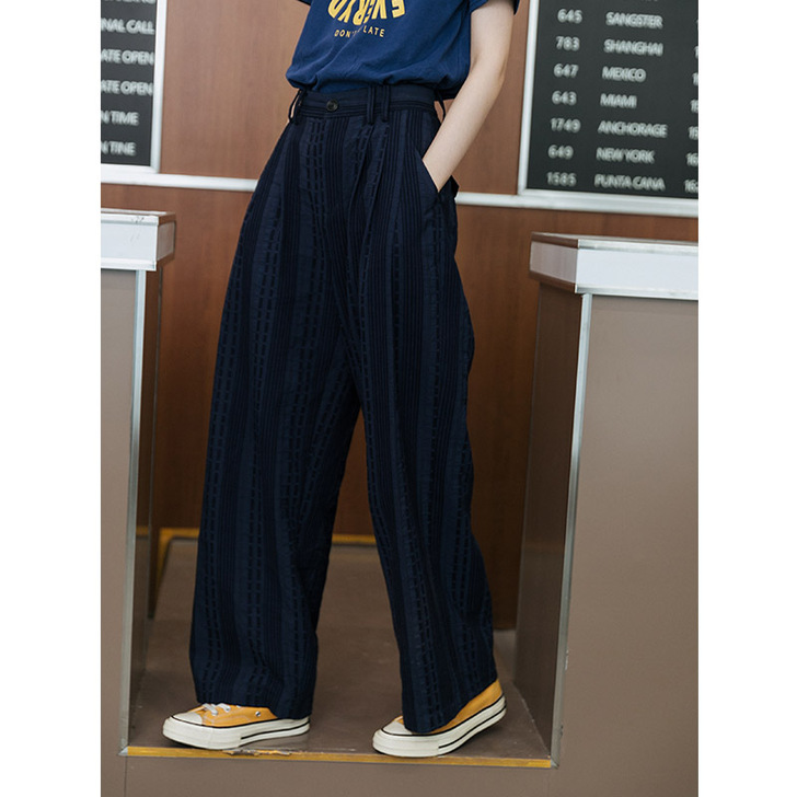 鹿与飞鸟2020秋复古宽松长腿滤镜直筒高腰...