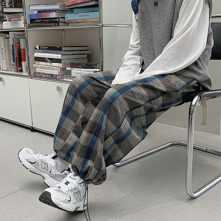 很仙的裤子 美式街头复古百搭格子休闲裤男女...