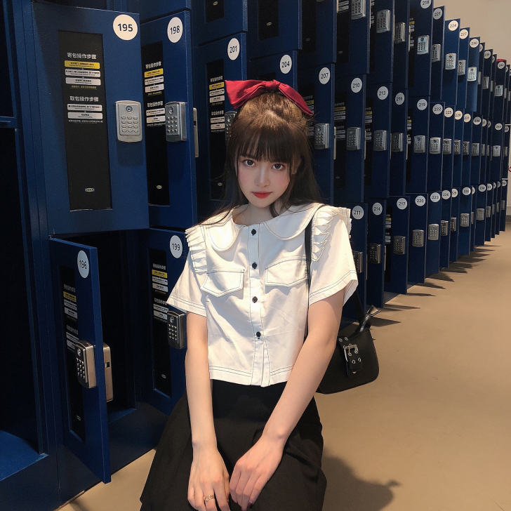 kumayes 日系甜美娃娃领衬衫2020...