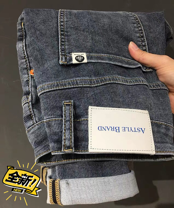夏季蓝灰色牛仔裤男 高档面料 潮牌韩版修身...